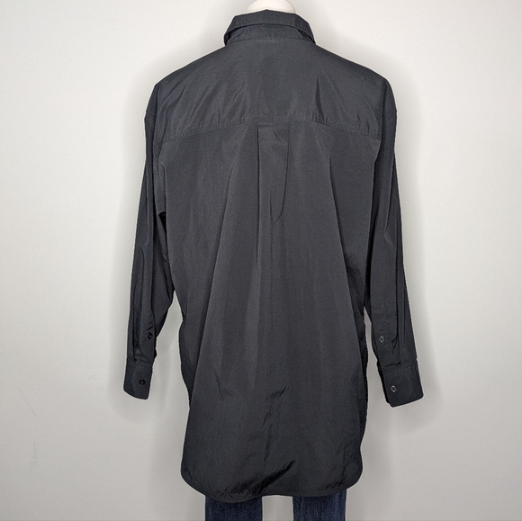 Athleta Black Long Sleeve Collared Button Up Shirt L - Picture 6 of 9